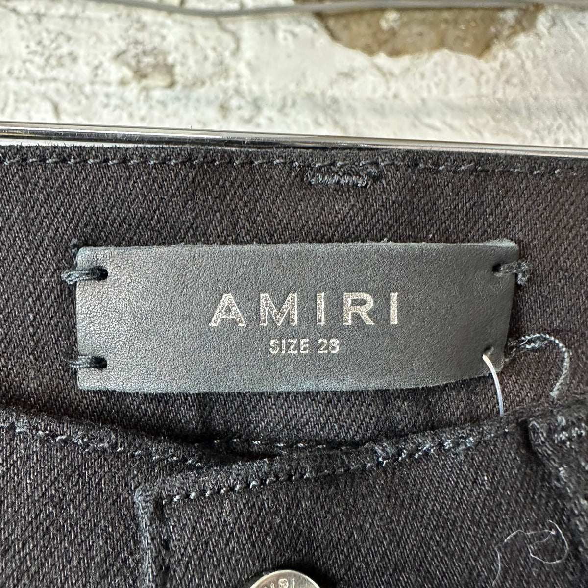Amiri Black Suede Core Logo Black Denim Jeans Sz 28