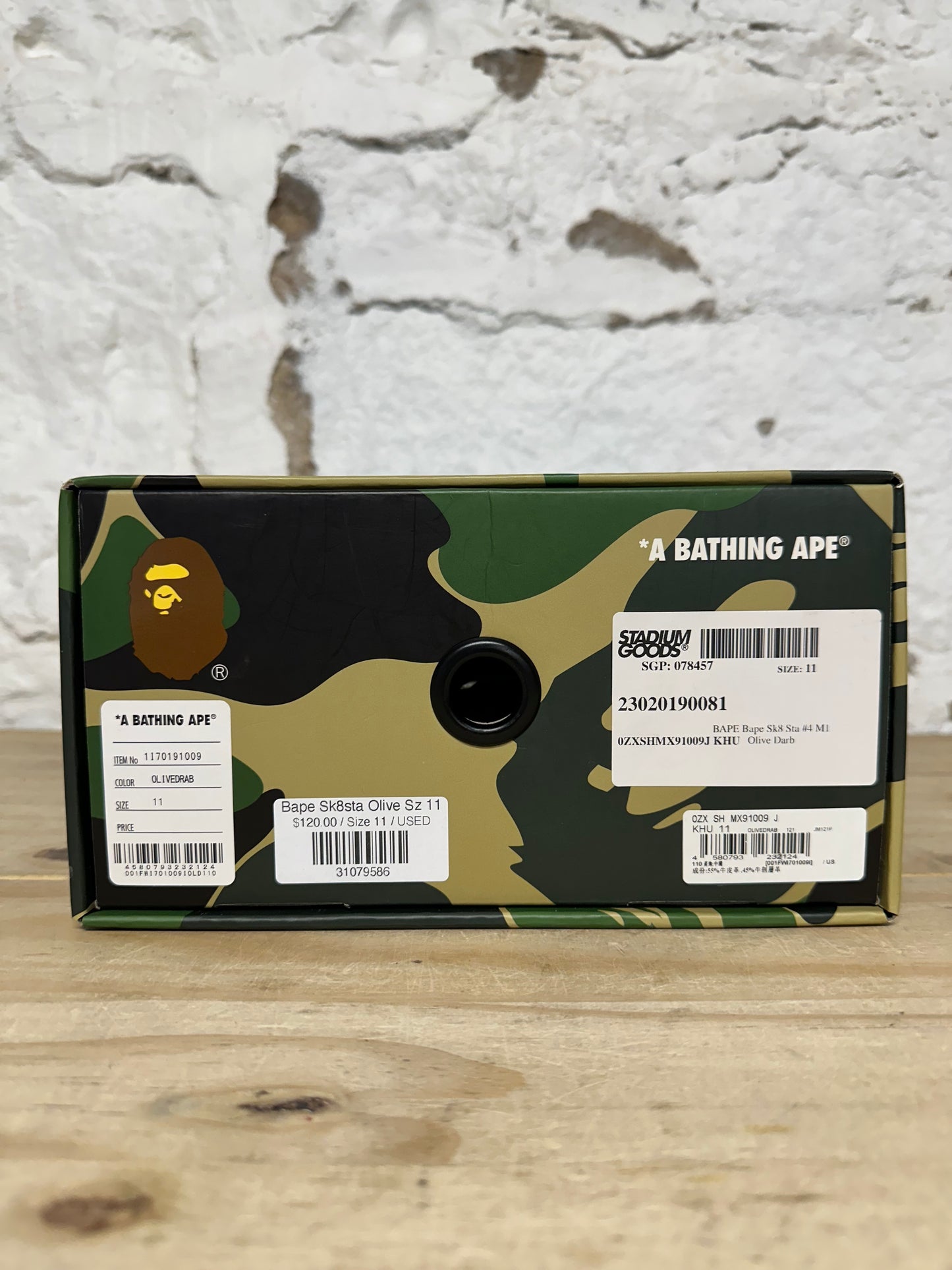 A Bathing Ape Sk8 Sta Olive Sz 11