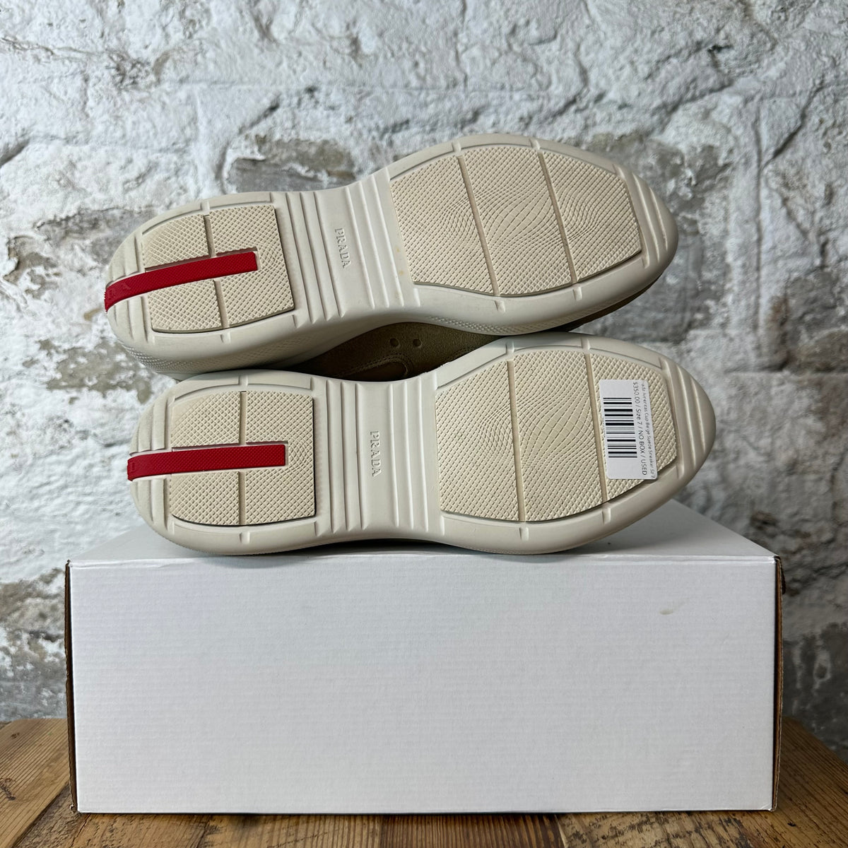 Prada Americas Cup Beige Suede Sneaker Sz 7