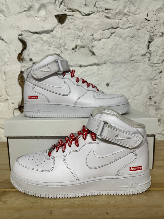 Nike Air Force 1 Mid White Supreme Sz 8.5