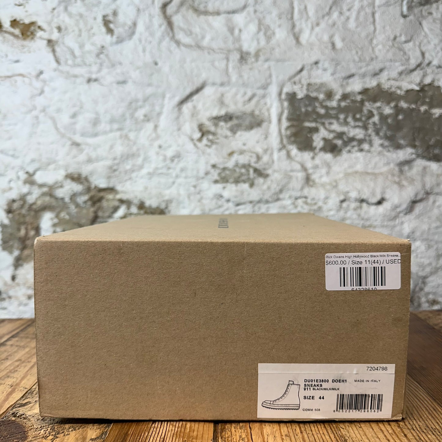 Rick Owens High Hollywood Black Milk Sneaker Sz 11 (44)