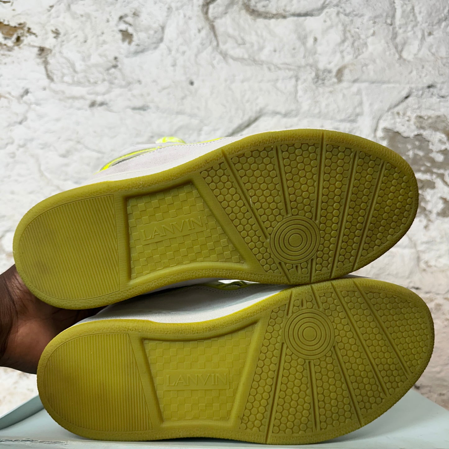 Lanvin Curb Yellow Neon Lace White Sneaker Sz 9 (42)
