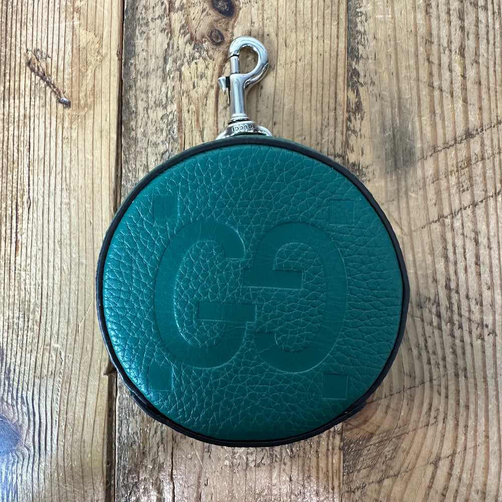 Gucci Green GG Monogram Leather Coin Pouch W/ Box