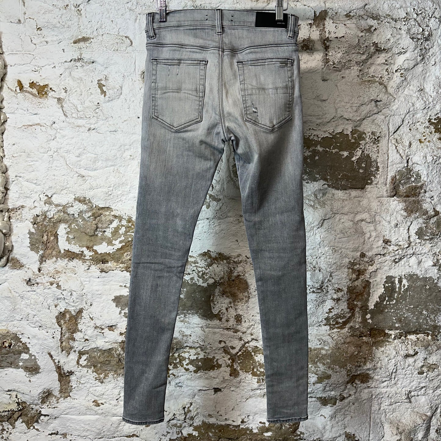 Amiri MX1 Pink Suede Grey Denim Jeans Sz 28