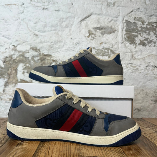 Gucci Screener Navy Grey White Sneaker Sz 11.5