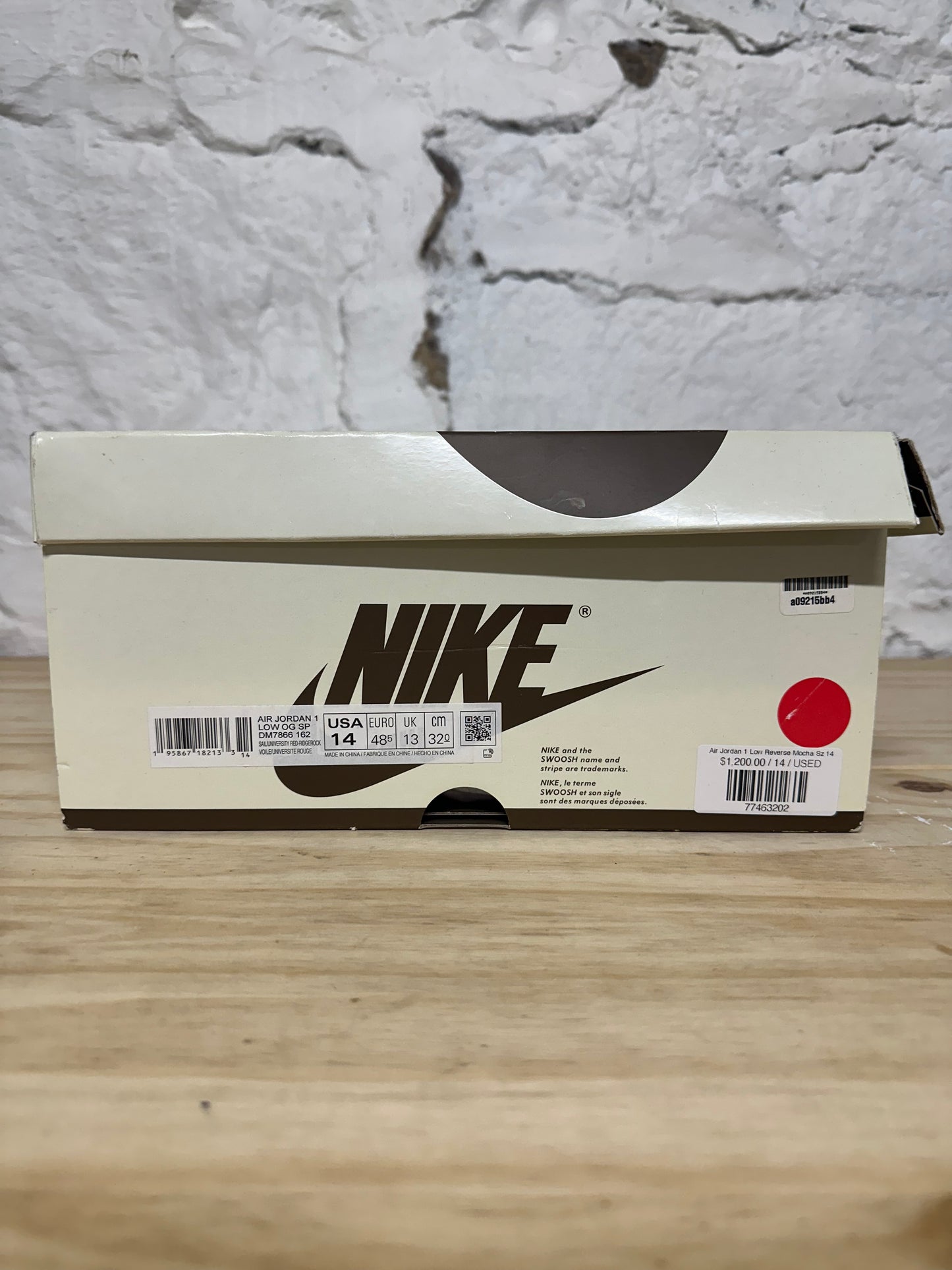 Air Jordan 1 Low Reverse Mocha Sz 14