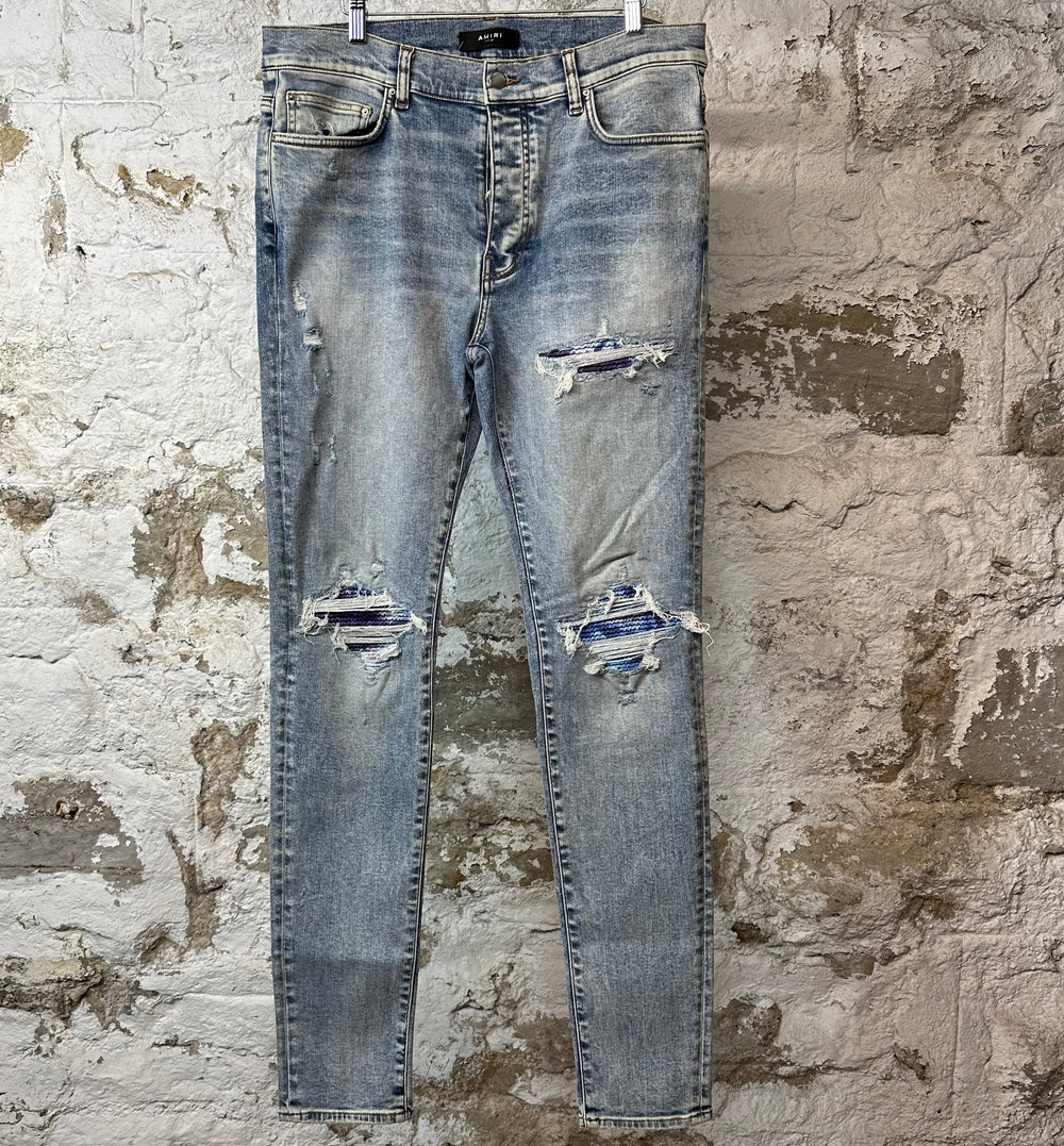 Amiri MX1 Tie Dye Washed Blue Denim Jeans Sz 36