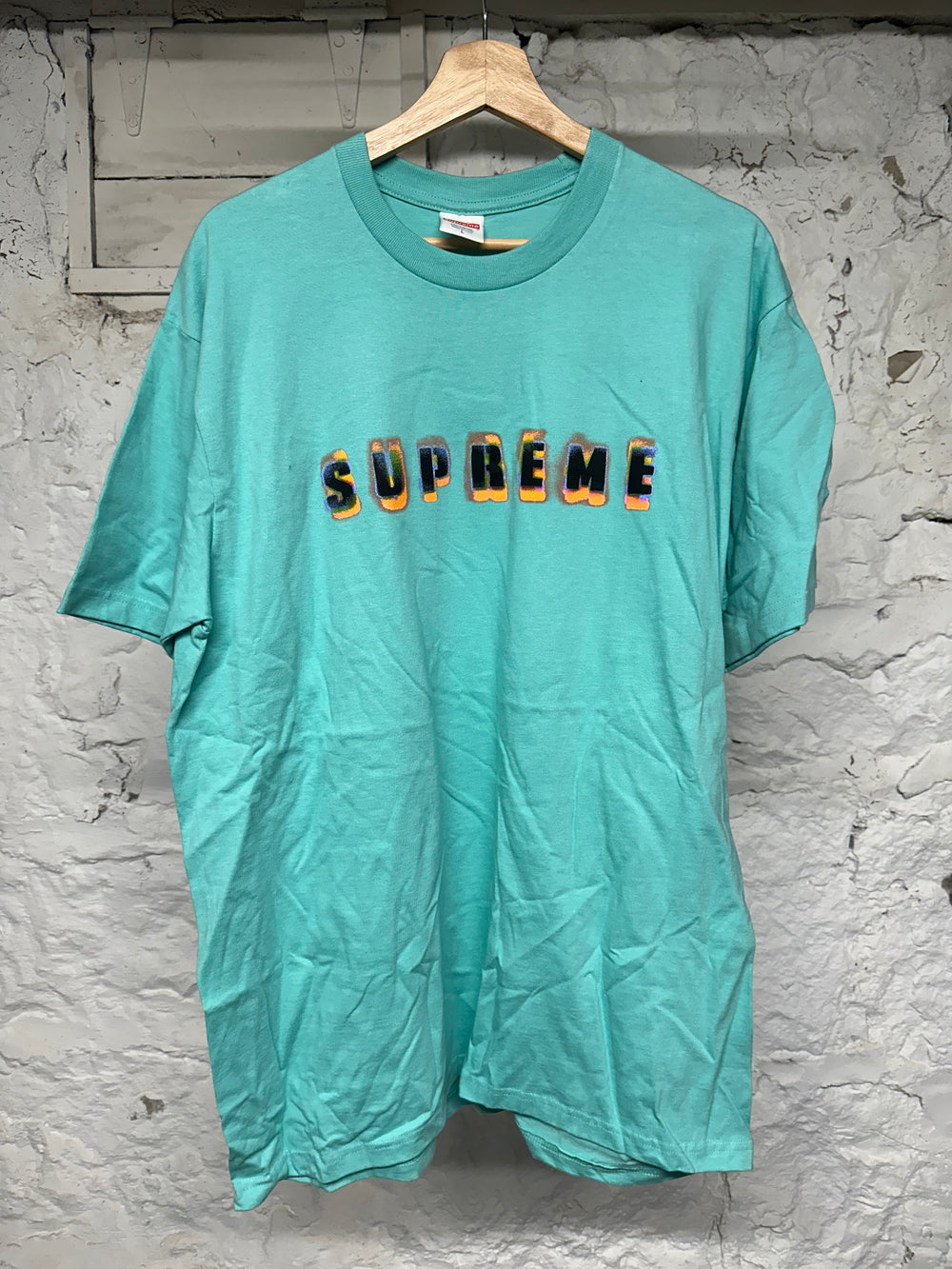 Supreme Teal Stencil T-Shirt Sz L DS