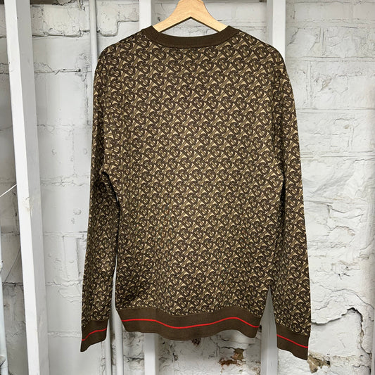 Burberry TB AOP Sweater Brown Sz M