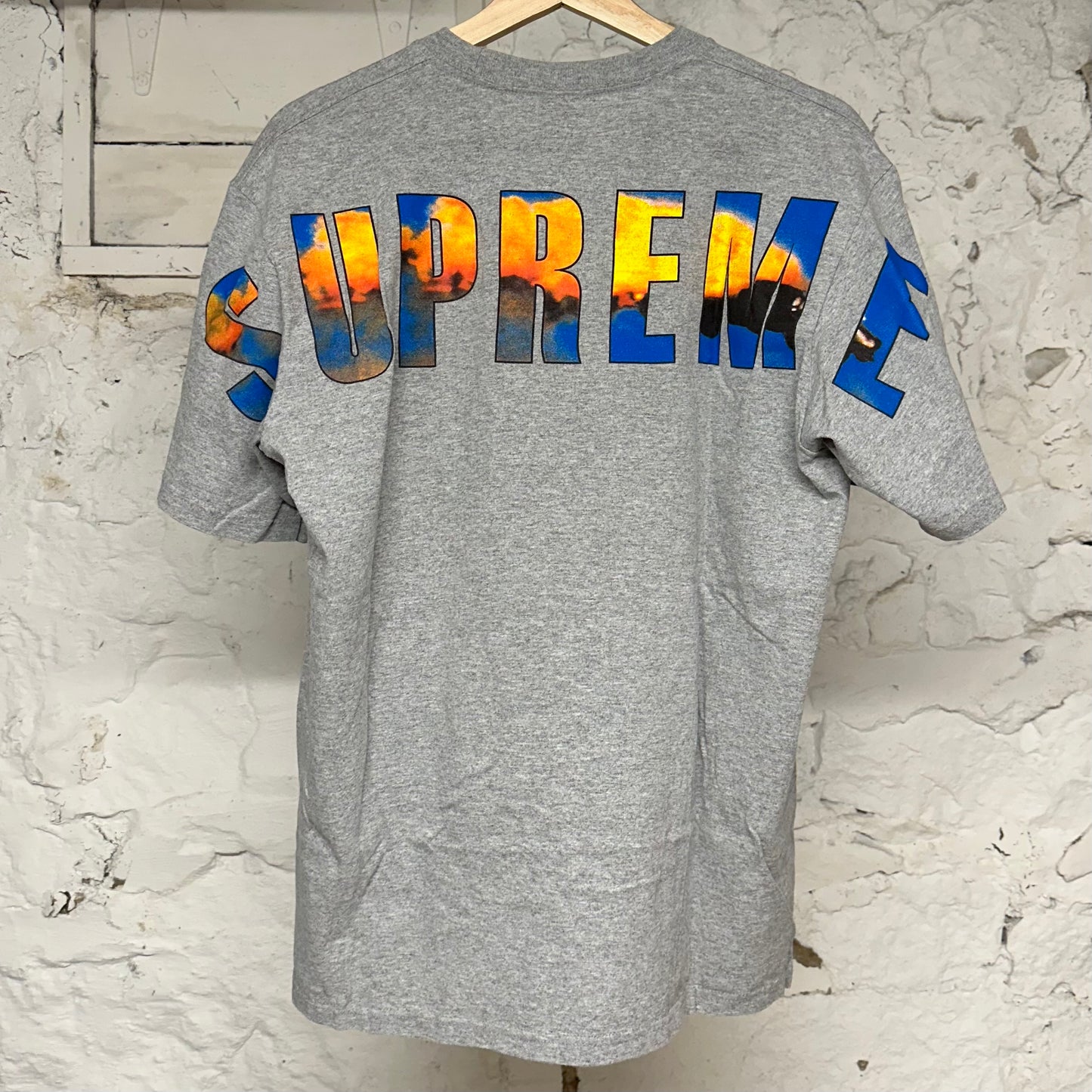 Supreme Shoulder Spellout Grey T-Shirt Sz M