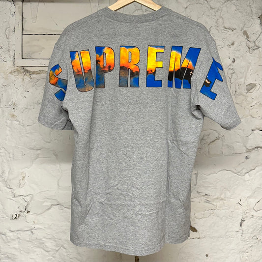 Supreme Shoulder Spellout Grey T-Shirt Sz M
