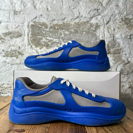 Prada Americas Cup Blue Rubber Grey Sneaker Sz 10 (43)