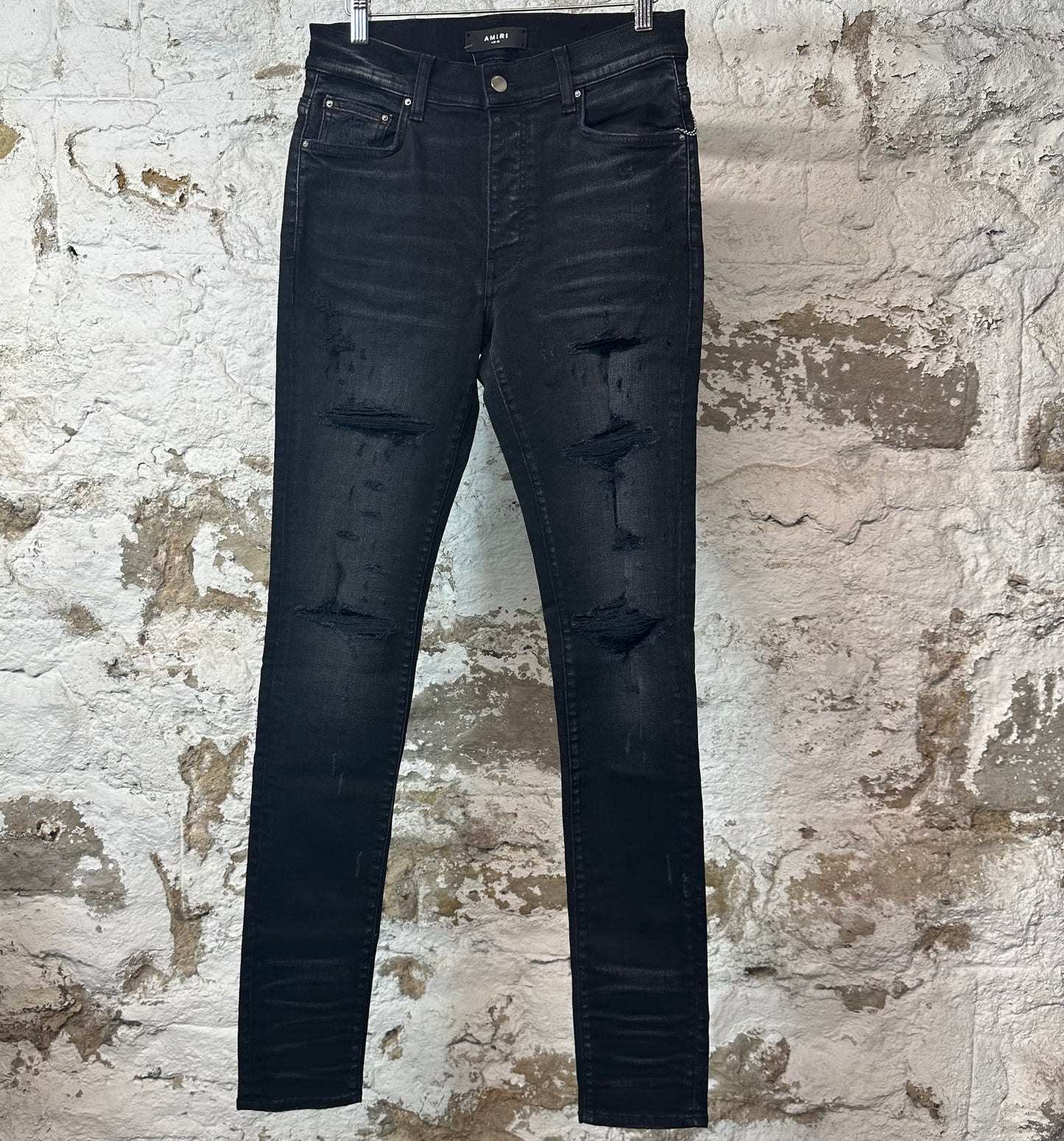 Amiri Distressed Faded Black Denim Jeans