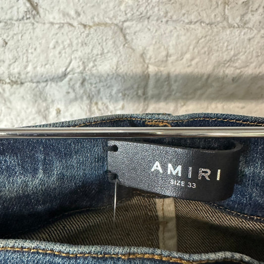 Amiri MX1 Blue Plaid Dark Blue Denim Jeans Sz 33