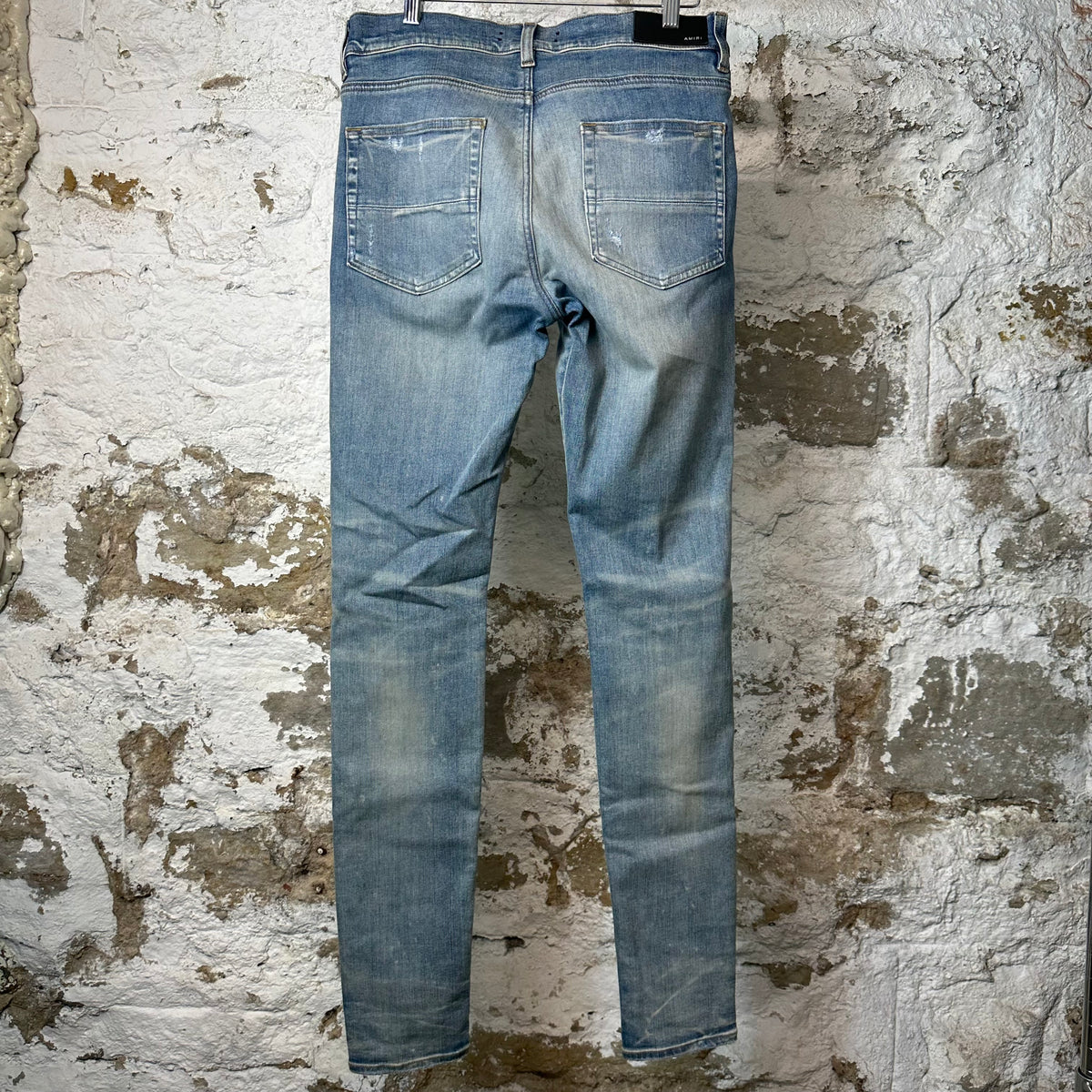Amiri MX1 Multicolor Paisley Thrasher Blue Denim Jeans Sz 32