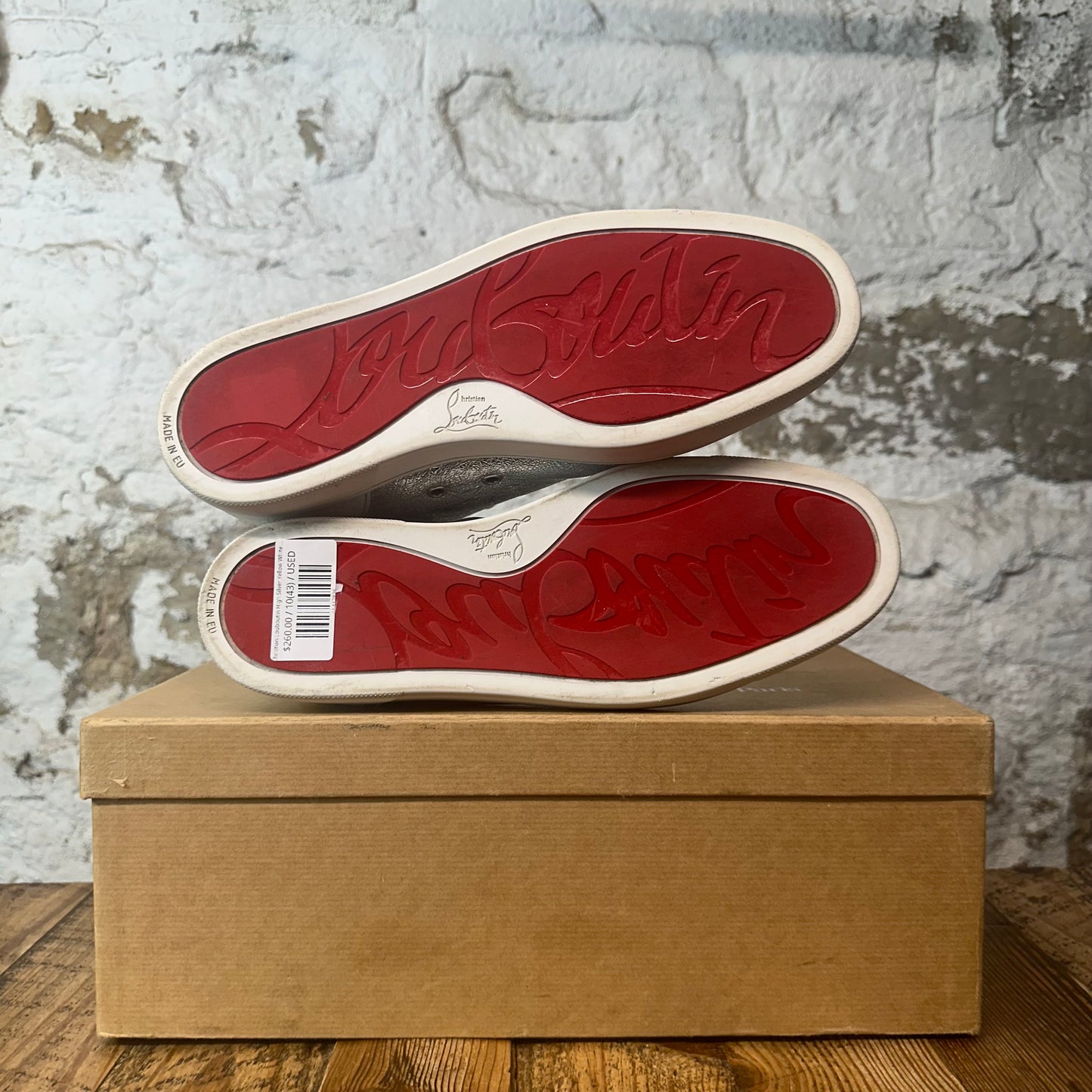 Christian Louboutin High Silver Yellow White Sneaker Sz 10 (43)