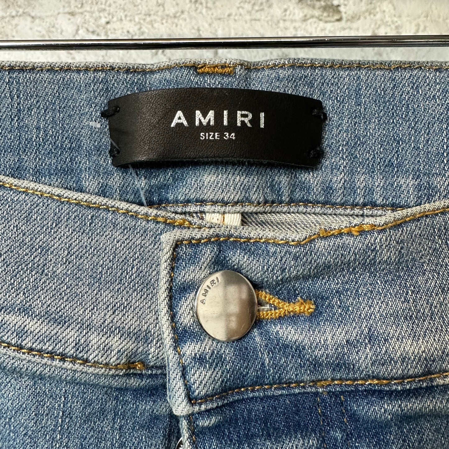 Amiri MX1 Red Suede Blue Denim Jeans Sz 34
