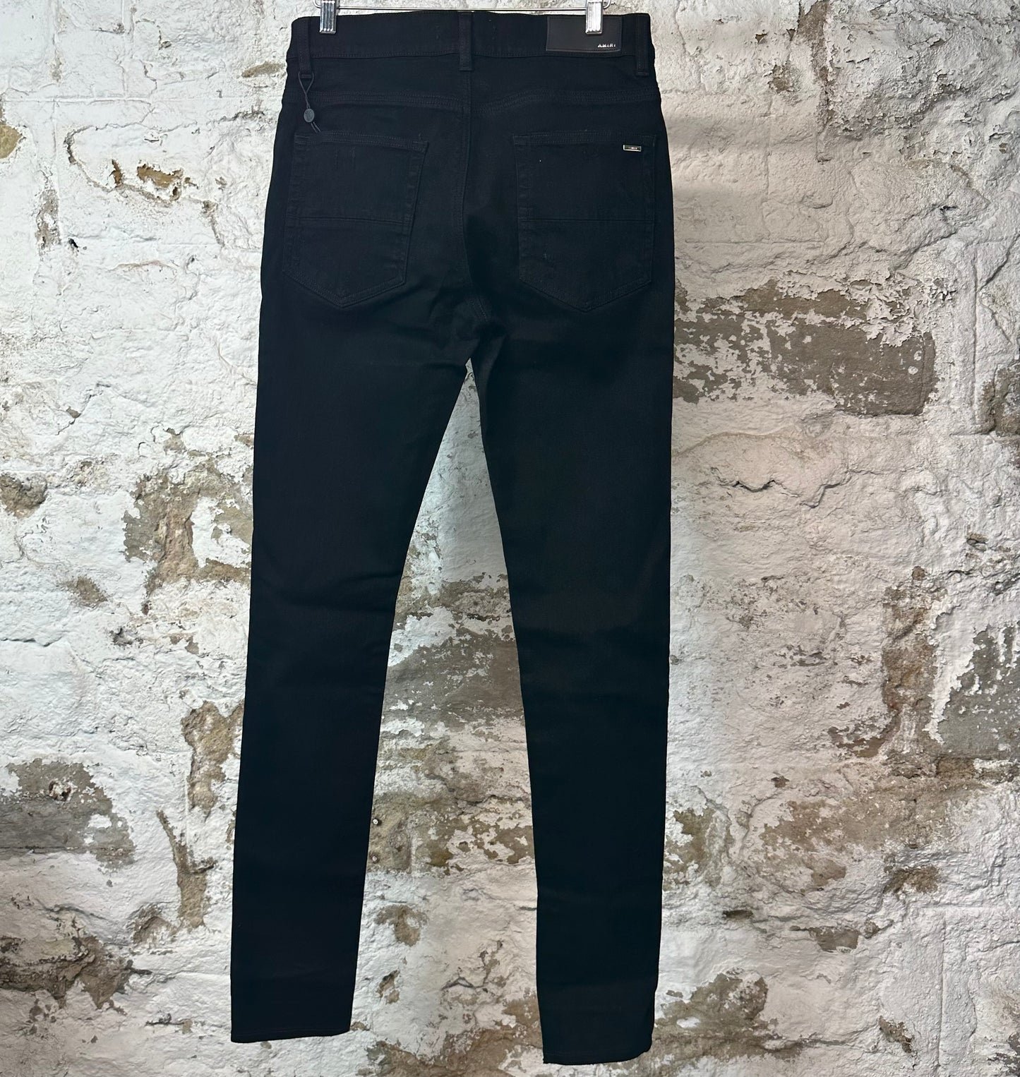 Amiri Knee Hole Plain Black Denim Jeans