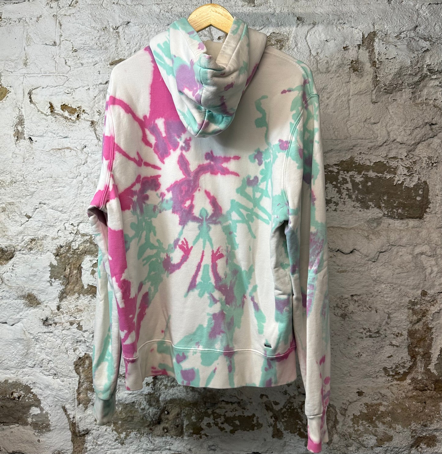 Amiri Cream Velour Spellout Hoodie Tie Dye Sz S