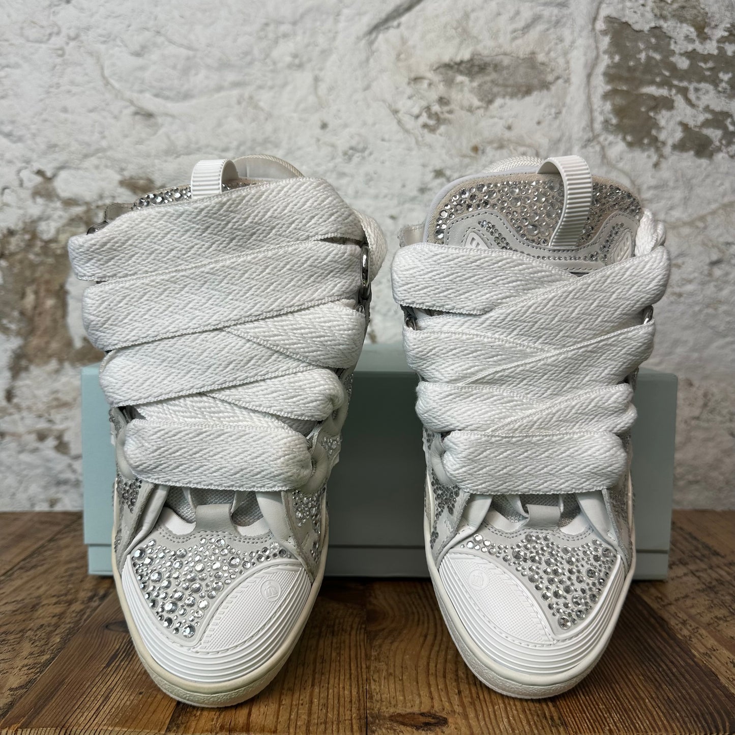 Lanvin Curb Rhinestone White Sneaker