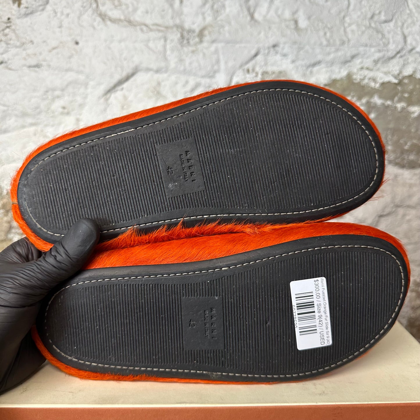Marni Fussbet Orange Fur Slide Sz 9 (42)