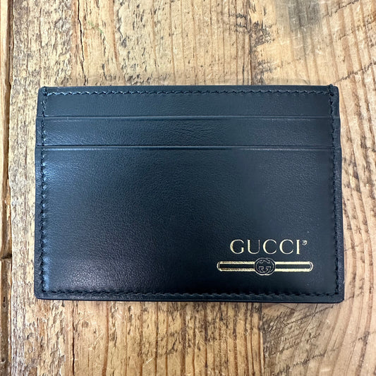 Gucci Gold Logo Black Leather Card Holder