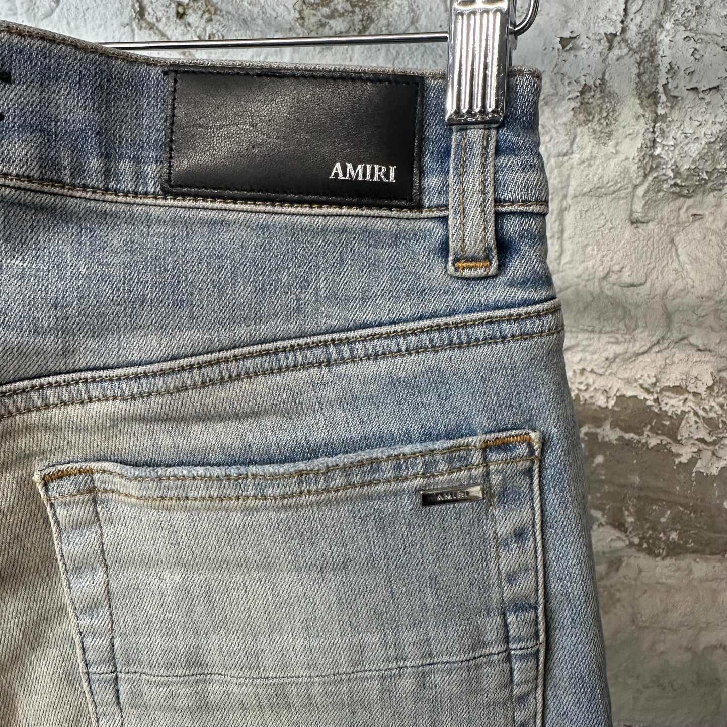 Amiri MX1 Red Suede Blue Denim Jeans Sz 28