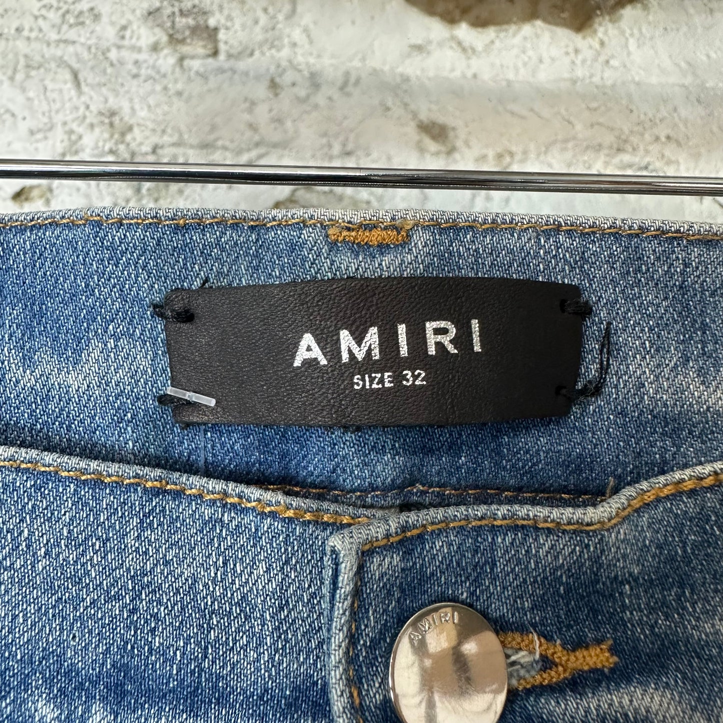 Amiri MX1 Brown Suede Blue Denim Jeans Sz 32