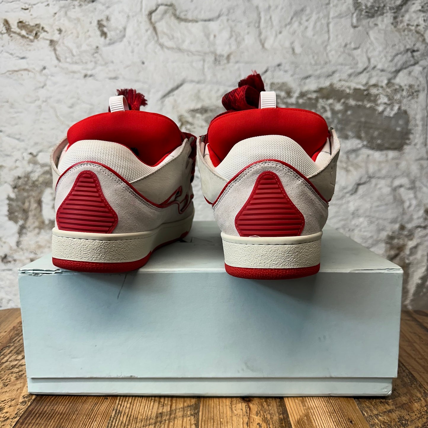 Lanvin Curb Red Lace Grey Sneaker Sz 13 (46)