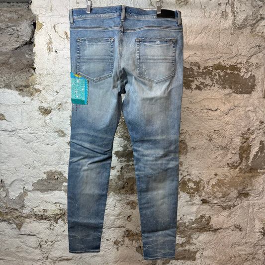 Amiri Quilted Patches Blue Denim Jeans Sz 38