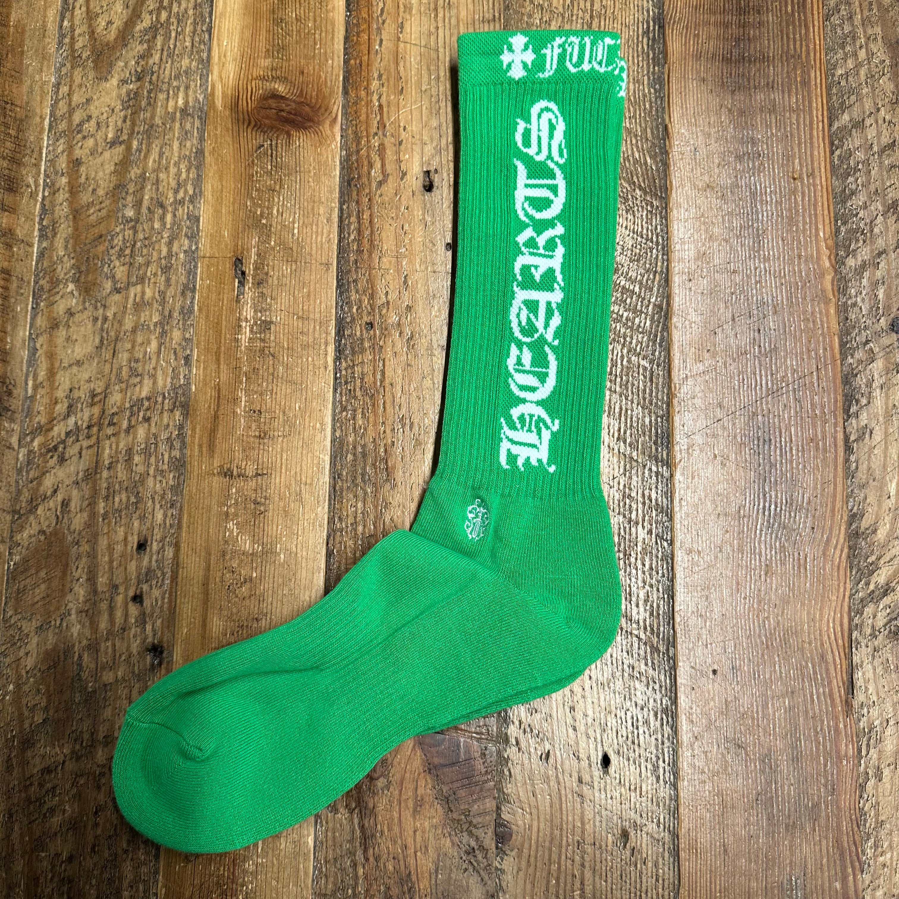 Chrome Hearts Spellout Green Socks DS