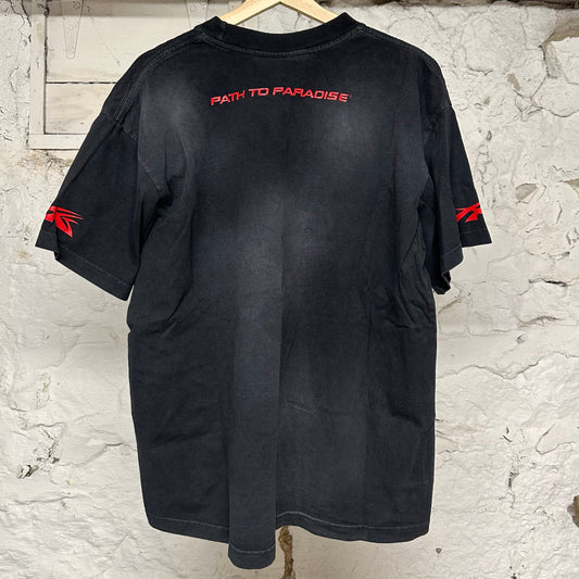 Hellstar White Red Path To Paradise Faded Black T-Shirt Sz L