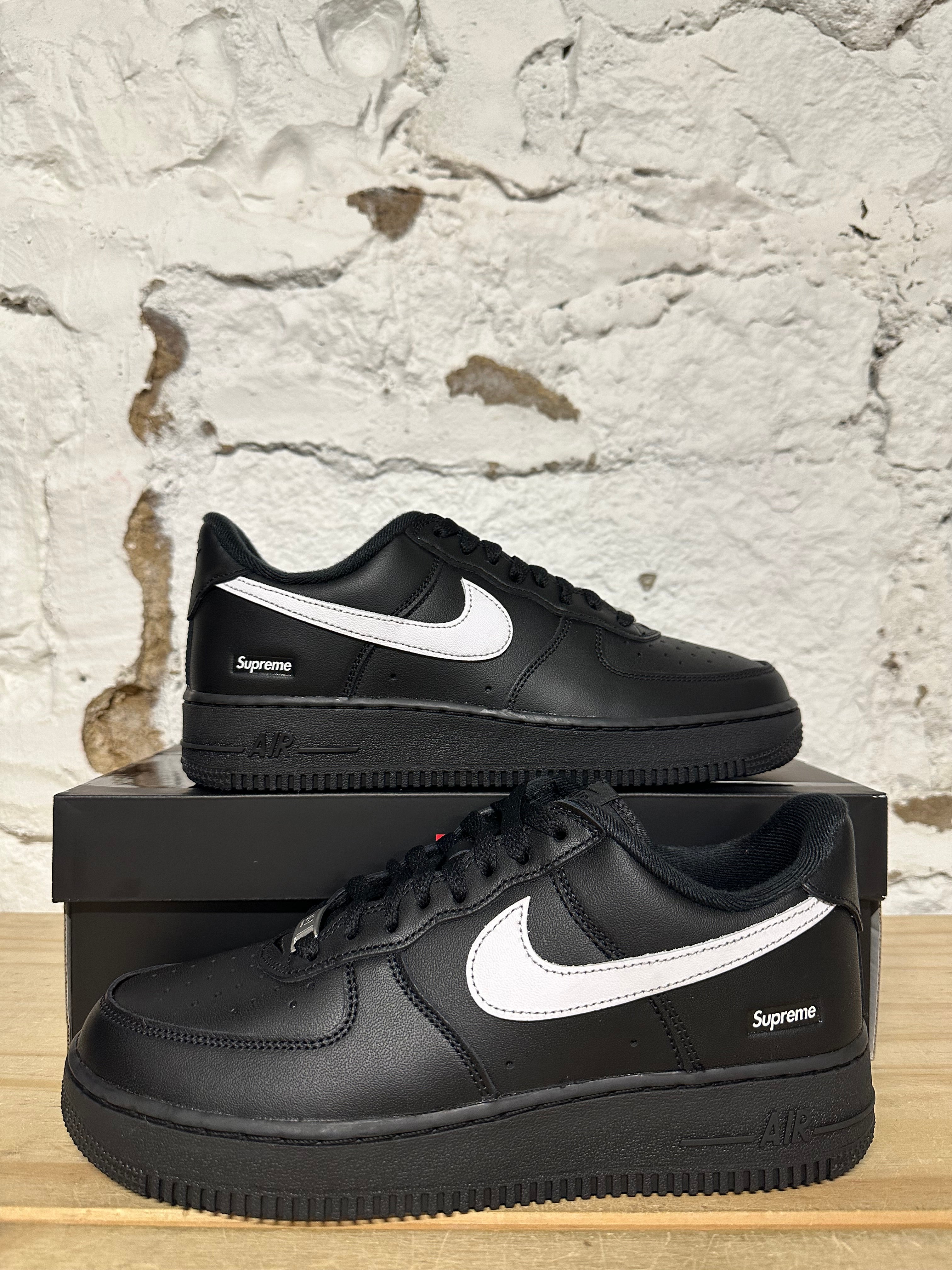 Nike Air Force 1 Low Supreme Black White Sz 7.5 DS