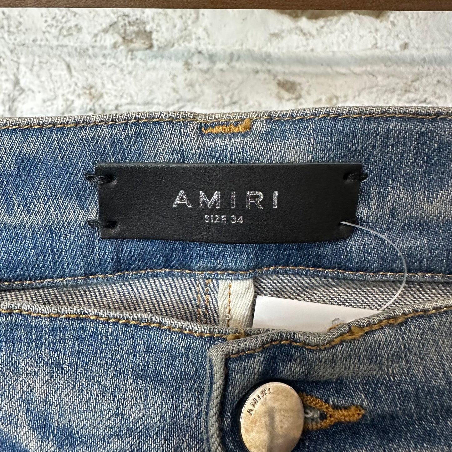Amiri Green Camo Bones Blue Denim Jeans Sz 34