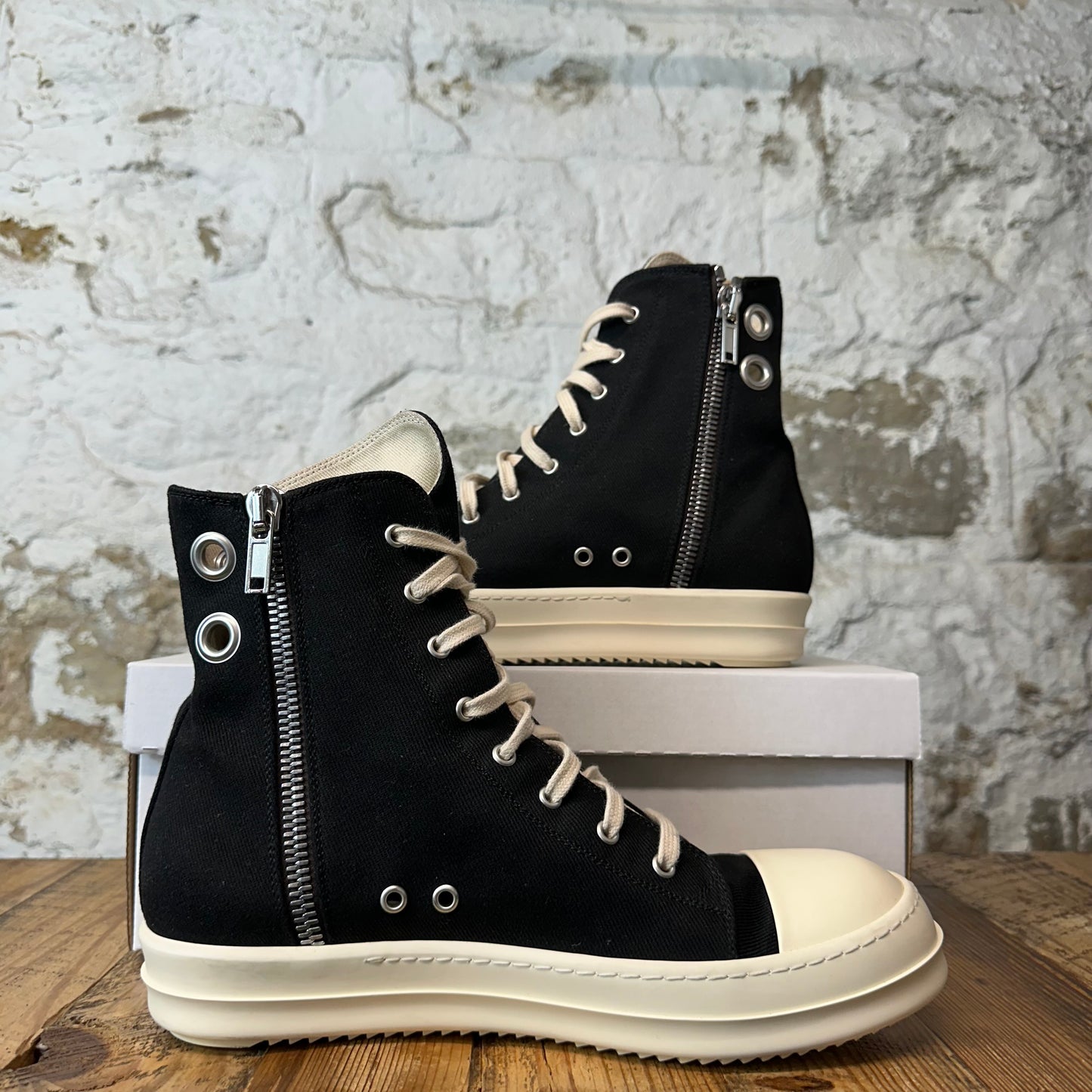 Rick Owens High Lido Black Milk Sneaker Sz 10.5 (43.5)