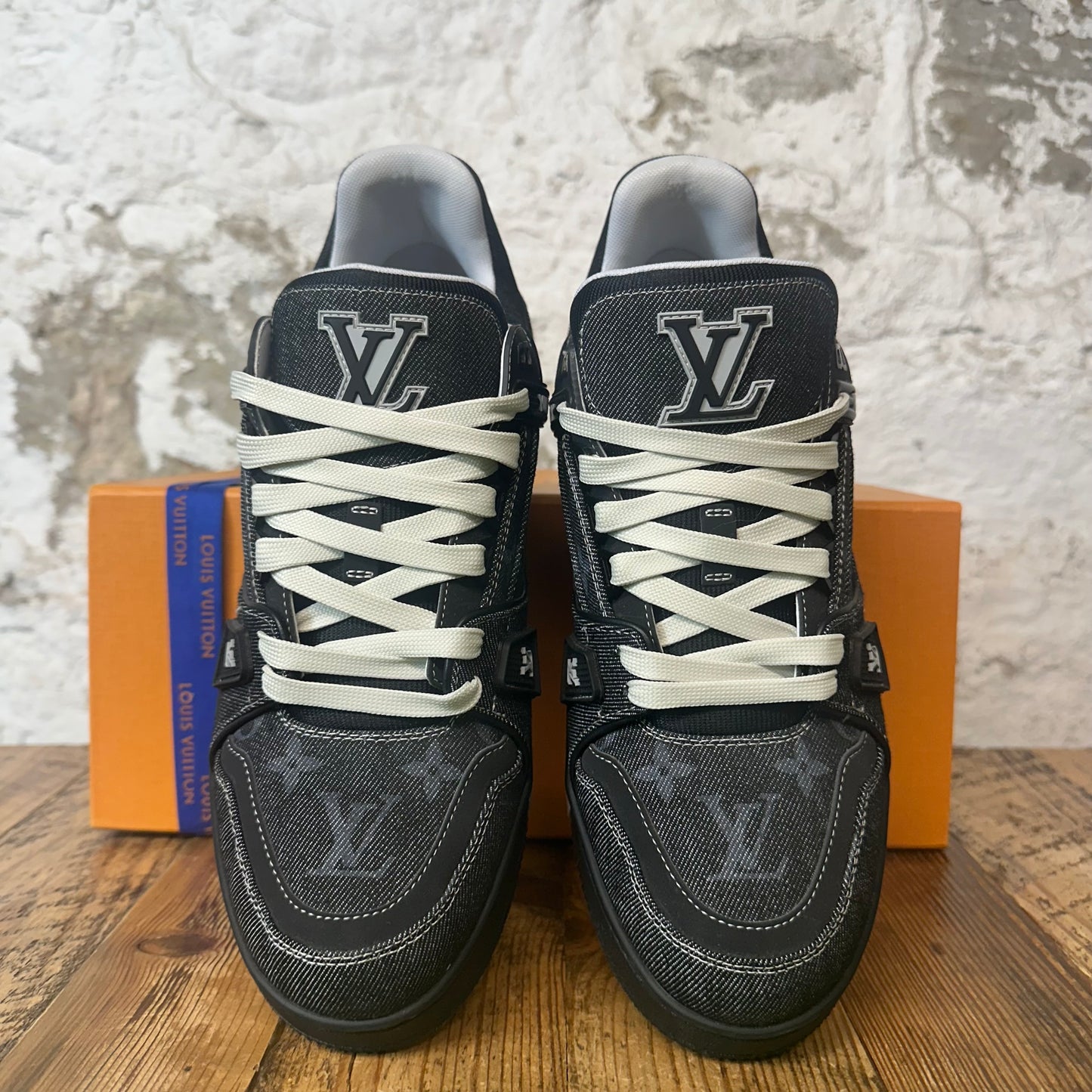 Louis Vuitton Black Denim Monogram Trainer Sneaker Sz 9 (7.5LV)
