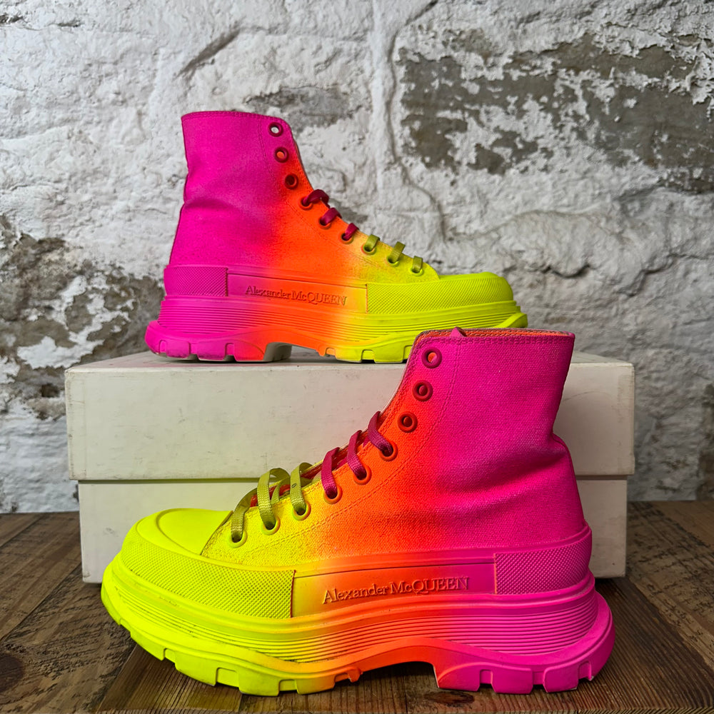 Alexander Mcqueen Pink Yellow Orange Tread Boot High Sz 7 (40)
