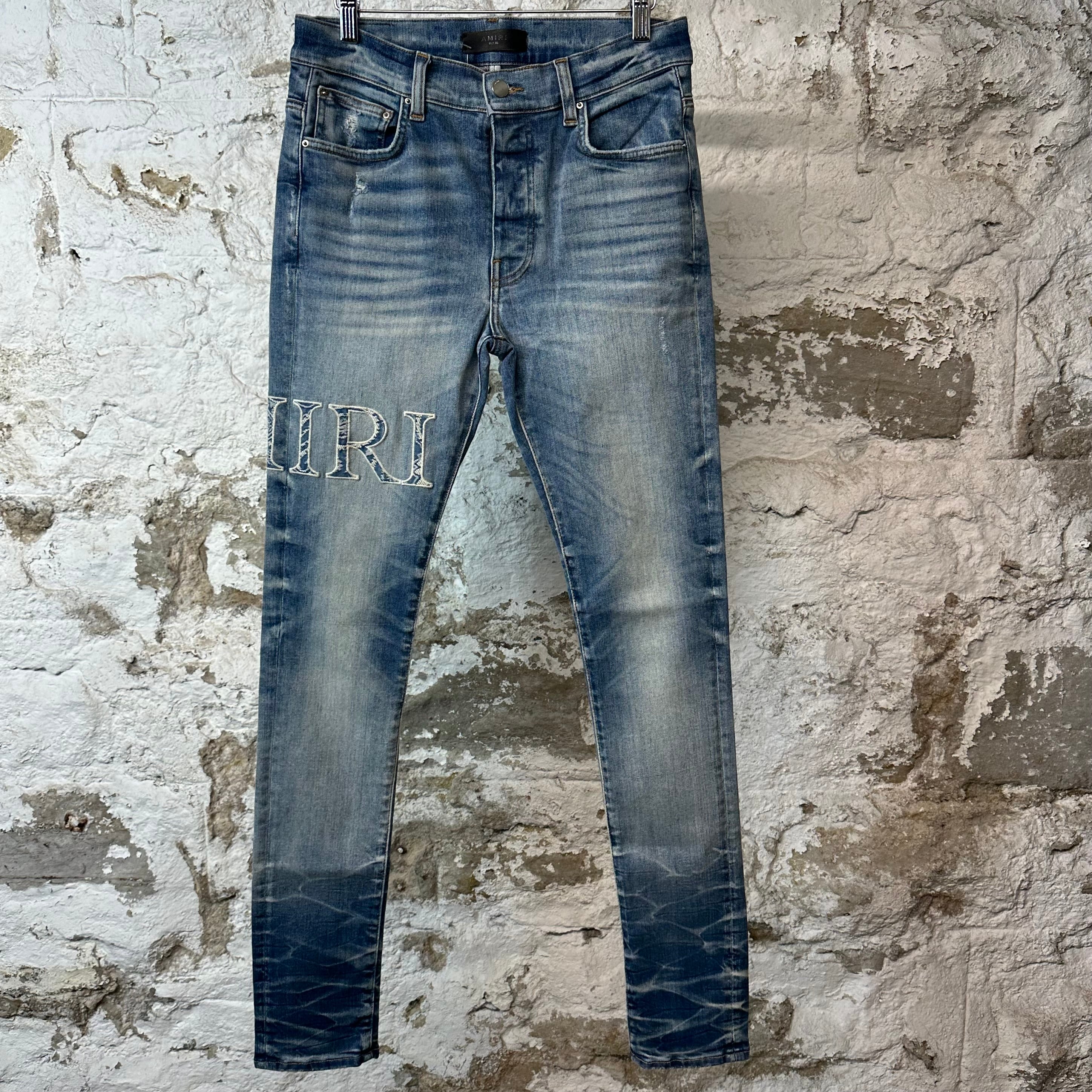 Amiri Paisley Core Logo Blue Denim Jeans Sz 30