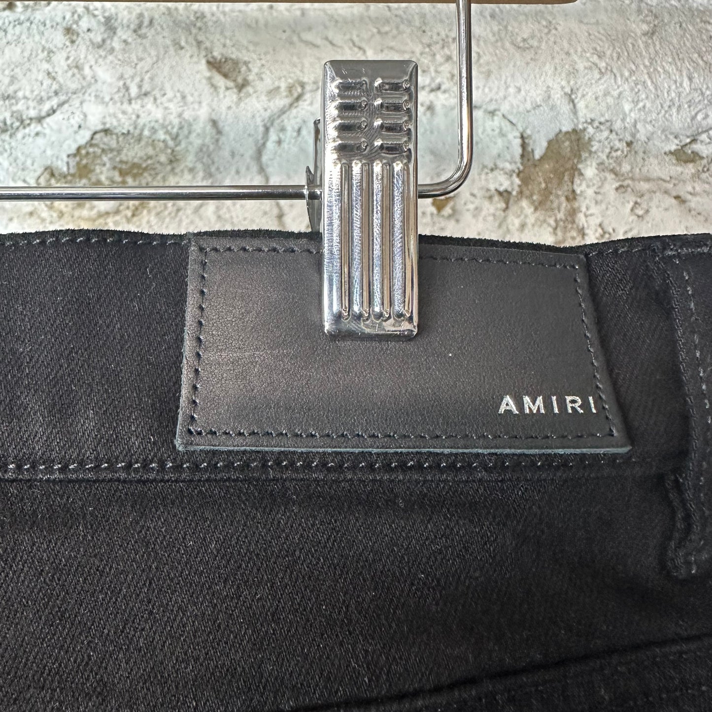 Amiri MX1 Silver Patch Black Denim Jeans Sz 34