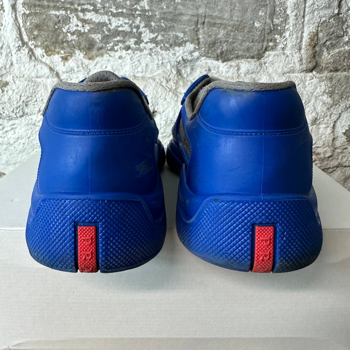 Prada Americas Cup Blue Rubber Grey Sneaker Sz 10 (43)
