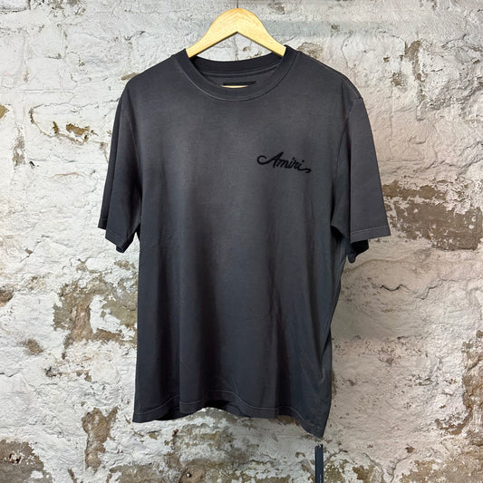 Amiri Bleach Bandana Patch T-shirt Gray Sz M DS