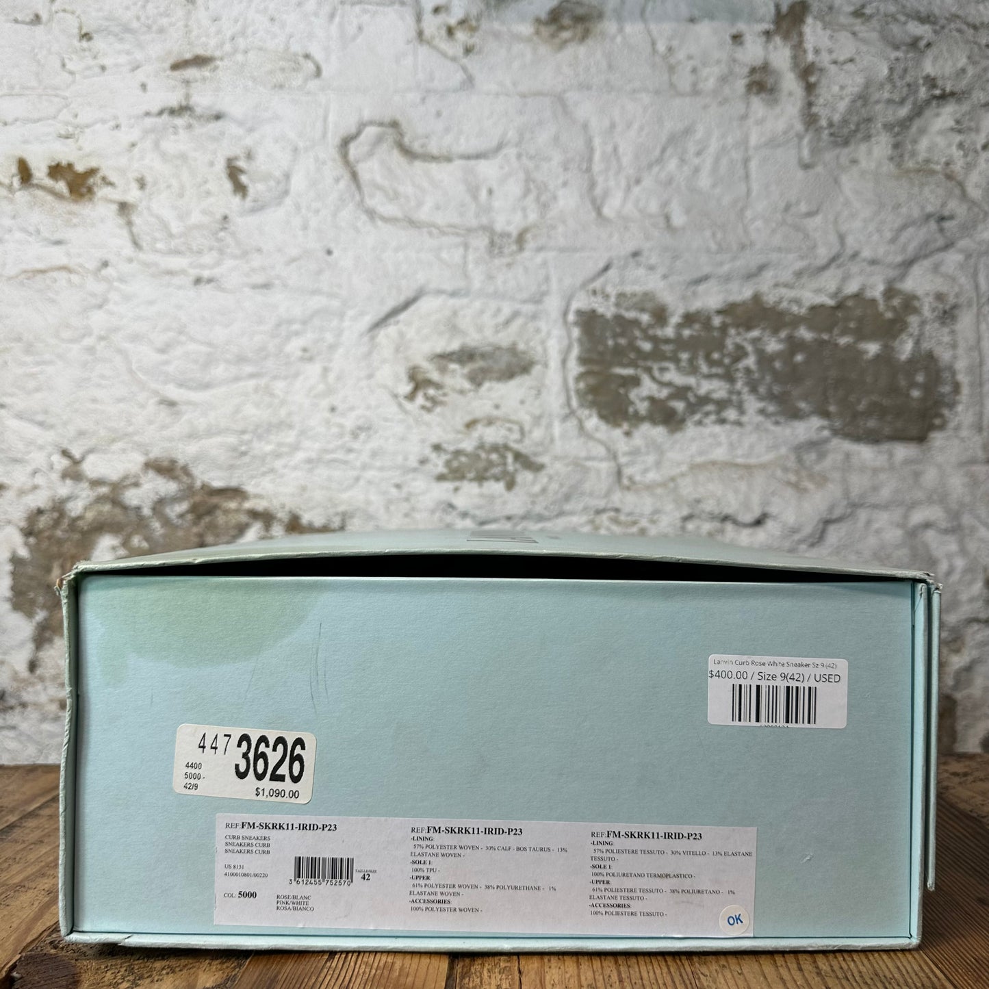 Lanvin Curb Rose White Sneaker Sz 9 (42)