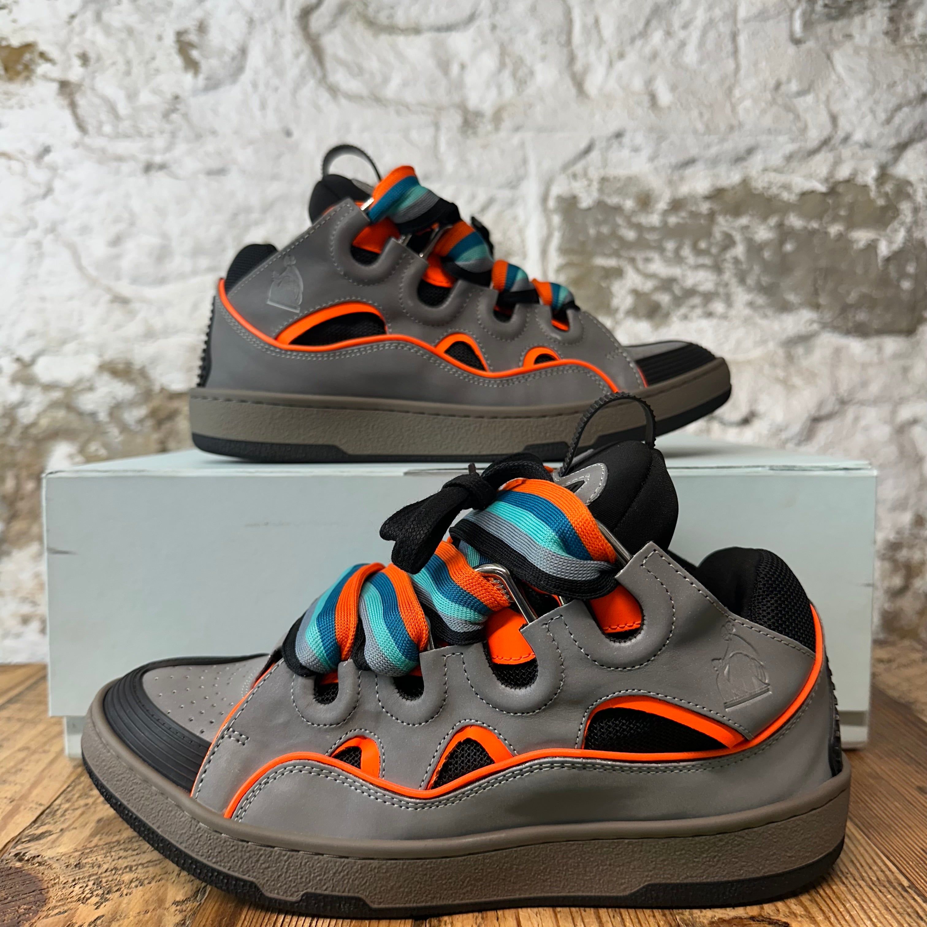 Lanvin Curb Orange Grey 3M Sneaker Sz 8 (41)