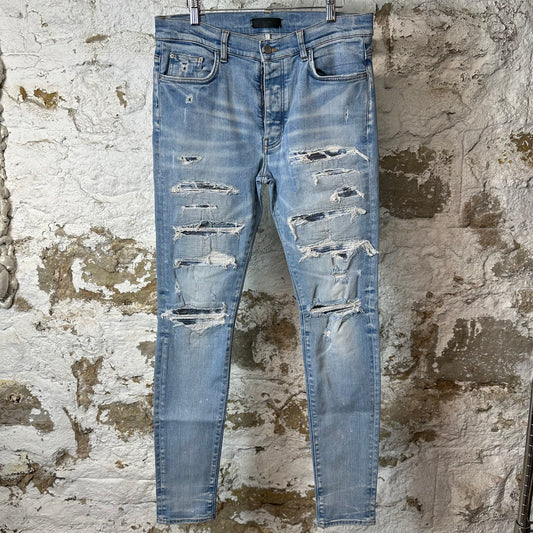 Amiri MX1 Blue Tie Dye Blue Denim Jeans Sz 34
