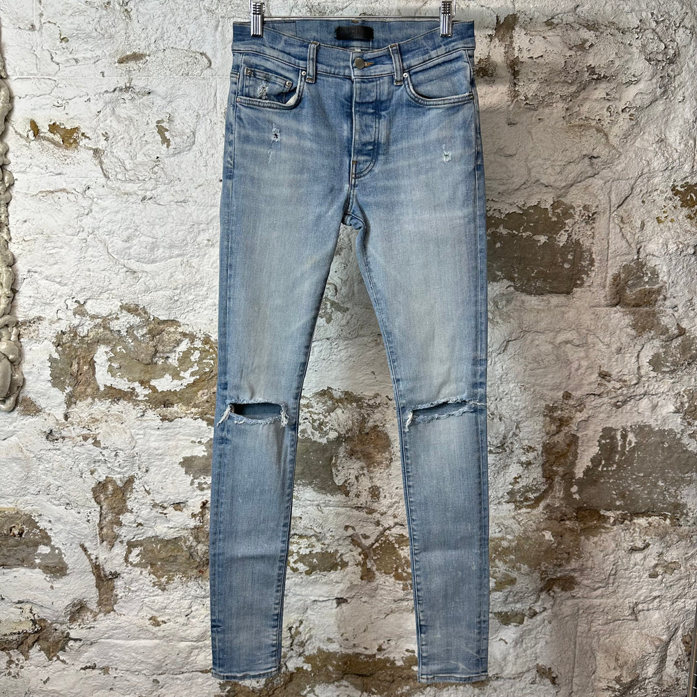 Amiri Knee Rip Blue Denim Jeans Sz 29