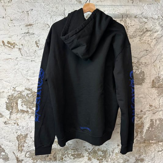 Chrome Hearts Blue Vertical Logo Hoodie Black Sz L