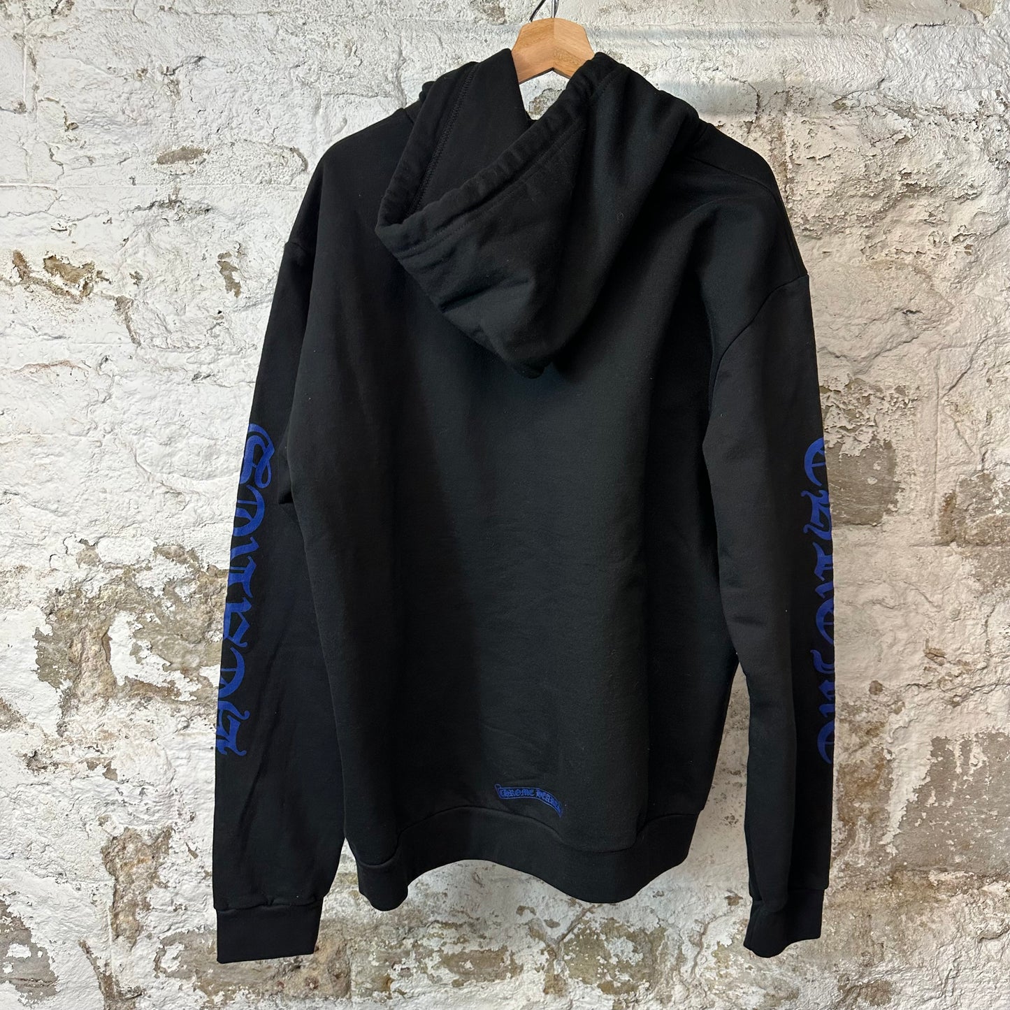 Chrome Hearts Blue Vertical Logo Hoodie Black Sz L