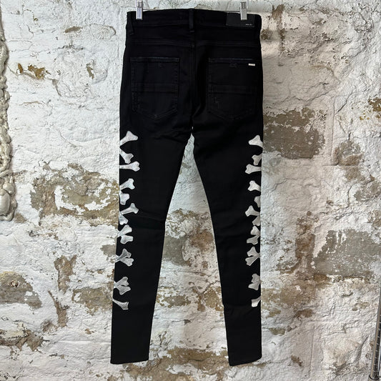 Amiri Silver Bones Black Denim Jeans Sz 30