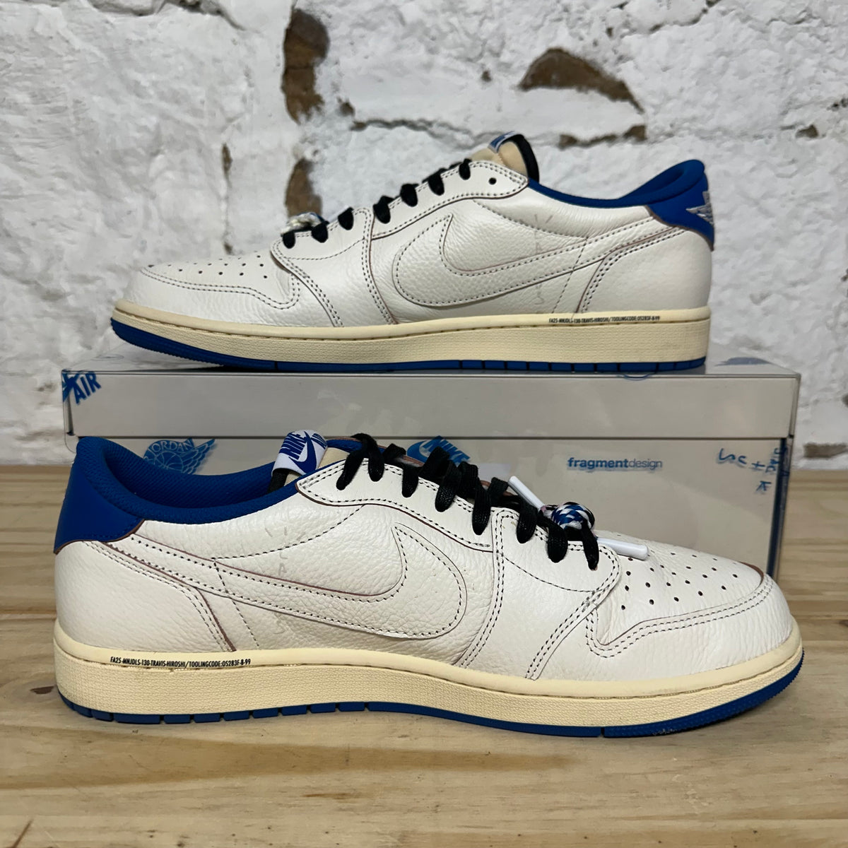 Air Jordan 1 Low Travis Scott Fragment Sail Military Blue Sz 13