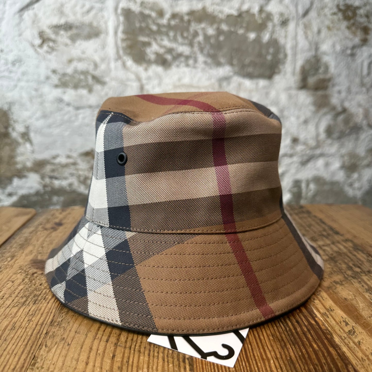 Burberry Check Plaid Canvas Bucket Hat Sz M
